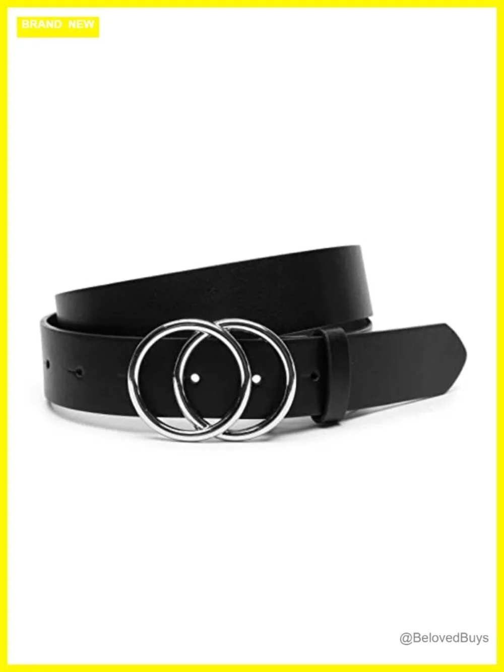 Faux Leather Double Ring Belt 1.25 Inch Waist Accessory